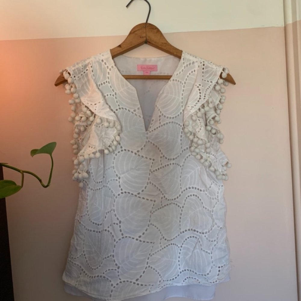 Lilly Pulitzer Astara Top Palm Eyelet - Resort White